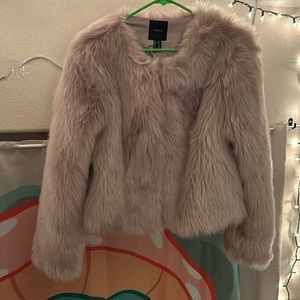 WORN 2x purple faux fur coat